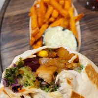 Burrito and sweet potato fries at Two Monkeys in Copenhagen