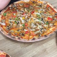 Pizza with different veggies at Pizza Bageriet in Gothenburg