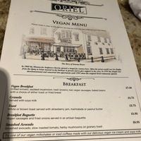 Separate vegan menu at Oriel in Poole