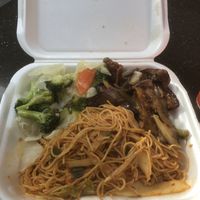 Vegetables, angle hair noodles, and eggplant tofu at Ruby Thai Kitchen in Bloomington