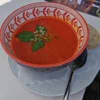 Tomaten-Paprika-Suppe mit Gnocchi (vegan) at Hotel Starke in Brilon