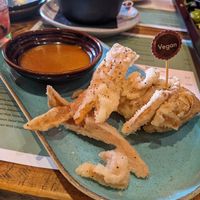 Beer battered Banana Blossom and Katsu Curry Sauce at Four London Road in Waterlooville