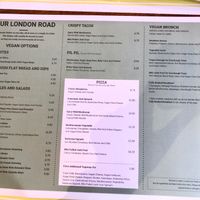 Vegan menu (by request) at Four London Road in Waterlooville