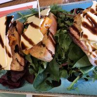 Crostini with butternut squash, balsamic glaze, and vegan feta  at Four London Road in Waterlooville