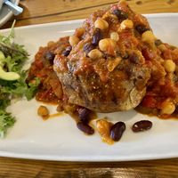 Vegan Chilli on a jacket potato  at Cafe Ca'Dora in Tarbert