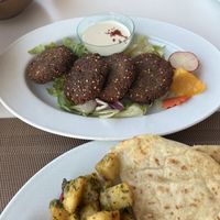 Crunchy falafel and tahini dip  at Byblos in Mellieha