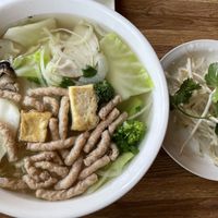 Vegan pho- before adding tons of sriracha and hoisin to pump up the flavor   at Pho King 4 Restaurant in Davis