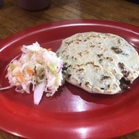 Bean, rice and plantain pupusas   at Panchita's in San Francisco