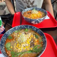 Dragon breath (back) and masterpiece (front) at REDWHITE BONELESS RAMEN - Boston in Boston