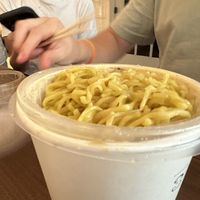 Look at these beautiful golden noodles  at REDWHITE BONELESS RAMEN - Boston in Boston