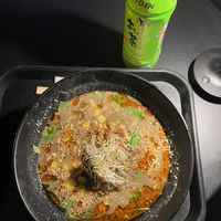 No. 5 Sesame Yuzu (spicy?) & an unsweetened green teaa  at REDWHITE BONELESS RAMEN - Boston in Boston