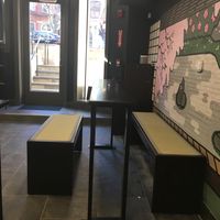“High tables” to sit at at REDWHITE BONELESS RAMEN - Boston in Boston