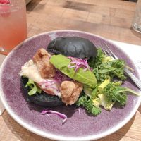 Vegan karaage burger at Pique Cafe in Tokyo