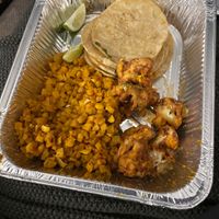 Taco Tuesday platter with squashacado and bangin cauliflower, minus the toppings that were missing  at Jefe's in Longmont