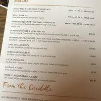 Menu at The Golden Guinea in Looe