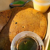 Pancake with espresso and vegan butter at Freshfit Cafe in Nags Head
