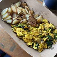 Tofu scramble with vegan cheese, mushroom, spinach, onions and peppers   at Freshfit Cafe in Nags Head