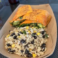 Chickpea wrap with black bean and rice saladd  at Freshfit Cafe in Nags Head