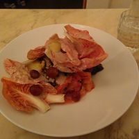 Dish with sunchokes at Baka d'busk in Copenhagen