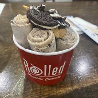 oatmilk base with oreos mixed in topped with peanut butter and oreo  at Rolled Mountain Creamery - Riverside Dr in Reno
