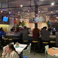 Inside, festive beach atmosphere at Playa Betty's in New York City
