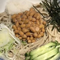 soba with natto 💚 at Sobadokoro Shojiya in Yamagata