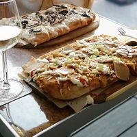 Funky Funghi pizza (left) and Kebab pizza  at Bistro Calypso in Eindhoven