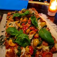 Vegan Pizza with pesto at Bistro Calypso in Eindhoven