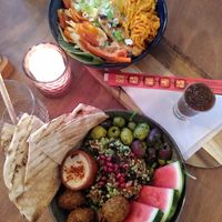 Falafel salad and September special, rice bowl at Bistro Calypso in Eindhoven