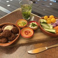 Falafel and vegetables with dips  at Bistro Calypso in Eindhoven