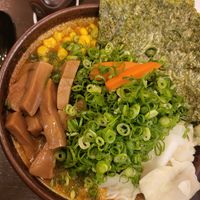 Vegan ramen with add-ons at Shinbu Sakiya Ramen - 麺匠真武咲弥 in Tokyo