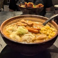 My bowl of Spicy Vegan ramen at Shinbu Sakiya Ramen - 麺匠真武咲弥 in Tokyo