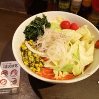 Vegan tomato ren with extra vegetables! at Shinbu Sakiya Ramen - 麺匠真武咲弥 in Tokyo