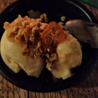 Homemade vegan pear ice cream with oats at Madonna in Ghent