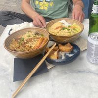 Noodles, curry, kroepoek, wontons at Liu Lin in Brussels