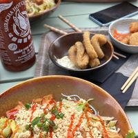 Shring, calamares and noodles  at Liu Lin in Brussels