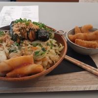 Rice noodle dish and tempura at Liu Lin in Brussels