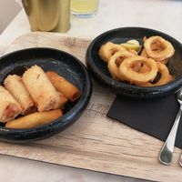 Calamari and spring rolls at Liu Lin in Brussels