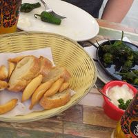 Bread basket, vegan alioli, padron peppers. at Ole Ole in Lincoln
