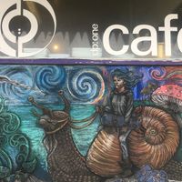 Here’s the front window and yes, it’s chalk at DP1 Cafe in Greymouth