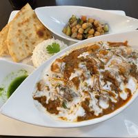 Eggplant curry with added coconut milk   at Cilantro Indian Cafe in Cary