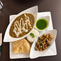 Saag Chana (vegan) with coconut milk  at Cilantro Indian Cafe in Cary