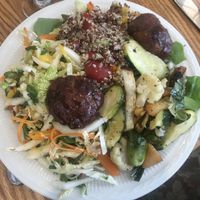 Vegan buffet salad with quinoa and roasted potatoes at Broad Arrow Tavern in Freeport