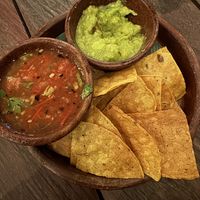 Chips with salsa and guaccamole  at The Mexican in Town in 