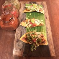 Tostadas best thing on the menu definitely recommend with complimentary side salads at The Mexican in Town in 