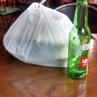 Doggy bag for all you can't eat at Tahini in Dundee