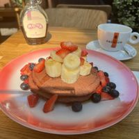 One of two vegan pancake options. Fruit tasted good.  at Moak Pancakes - City Center in Amsterdam