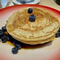 Vegan pancakes with blue berries at Moak Pancakes - City Center in Amsterdam