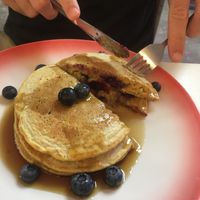 Filled with blueberry  at Moak Pancakes - City Center in Amsterdam