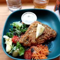 Tofu fish with Salat at L'Ethiquete in Nantes